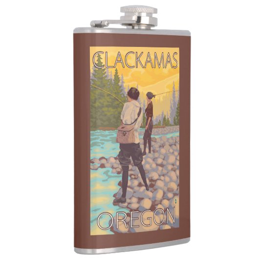 Flasques Les femmes pilotent la pêche - Clackamas, Orégon (Droite)