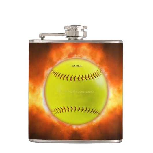 Flasques Les flammes de balle rapide de softball jaune de S (Devant)