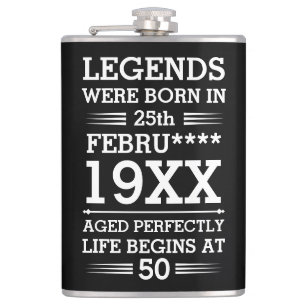 Flasques Les légendes personnalisées sont nées à la date Mo