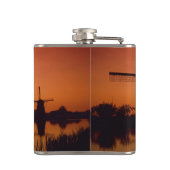 Flasques Les moulins à vent au coucher du soleil, Kinderdij (Dos)