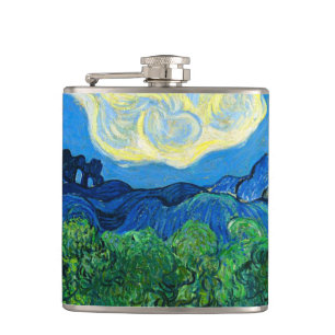 Flasques Les oliviers de Van Gogh dans un paysage montagneu