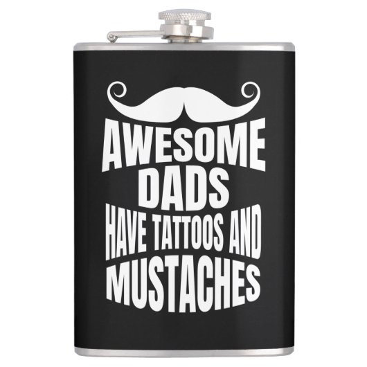 Flasques Les papas géniaux ont tatouages Black Flask 8oz (Devant)