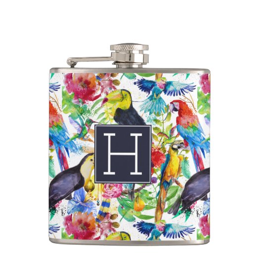 Flasques Les perroquets colorés d'aquarelle | ajoutent (Devant)