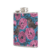 Flasques Les pivoines et les brindilles sur le bleu (Gauche)