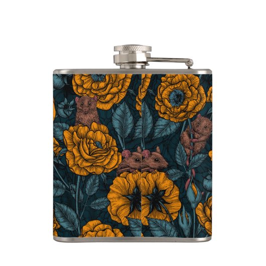 Flasques Les souris font la fête en orange et bleu (Dos)