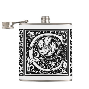 Flasques Lettre C Monogramme médiéval Art Nouveau