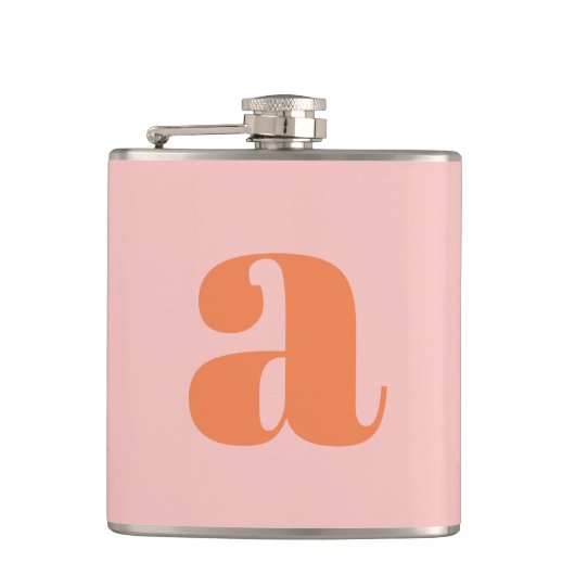 Flasques Lettre Initial Monogramme Moderne Rose Orange Mari (Devant)