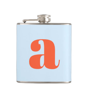 Flasques Lettre Initiale Monogramme Moderne Mariage Bleu Or