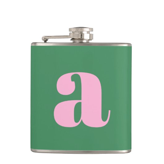 Flasques Lettre Initiale Monogramme Moderne Rose Vert Maria (Devant)