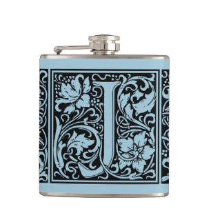 Flasques Lettre J Monogramme médiéval Art Nouveau