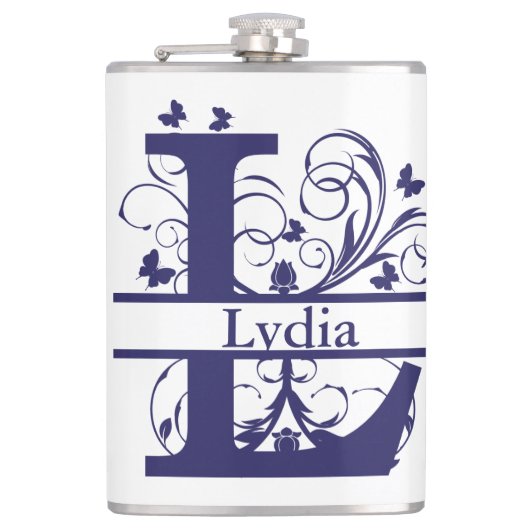 Flasques Lettre Monogramme Fancy Split "L" personnalisable (Devant)