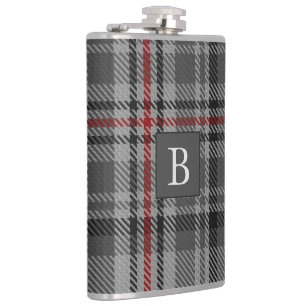 Flasques LETTRE TARTAN GRIS BALMORAL Monogramme (Peut Modif
