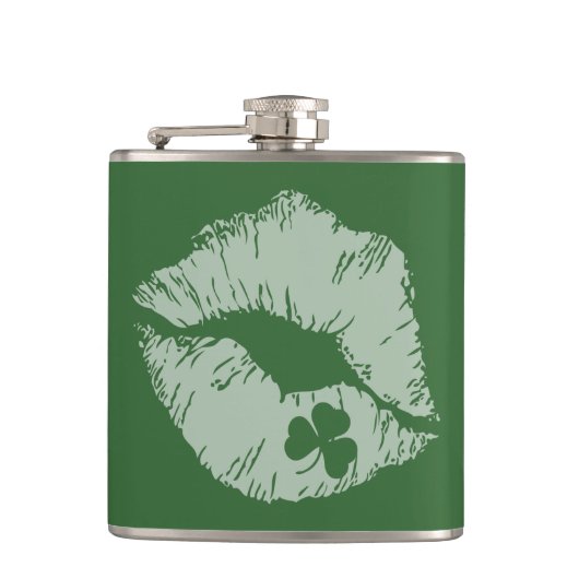 Flasques Lèvres shamrocks - Kiss Me Je suis Irish Flask (Devant)