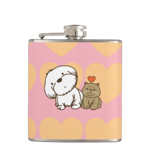 Flasques Lhasa Apso et kitty