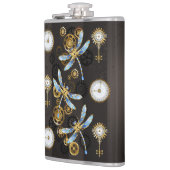 Flasques Libellules Steampunk sur fond brun rayé (Gauche)