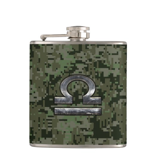 Flasques Libra Zodiac Symbole de Green Digital Camouflage (Devant)