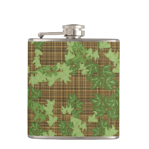 Flasques Lierre vert sur plaid doré noir