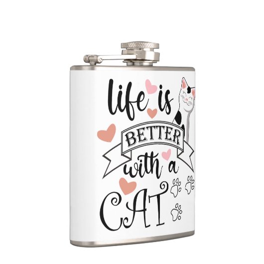 Flasques Life is Better With a Cat quote slogan (Droite)