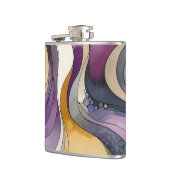 Flasques Lignes fluides couleur abstraite violette et dorée (Gauche)