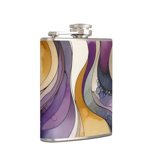 Flasques Lignes fluides couleur abstraite violette et dorée (Droite)