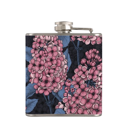 Flasques Lilac rose sur bleu foncé (Dos)