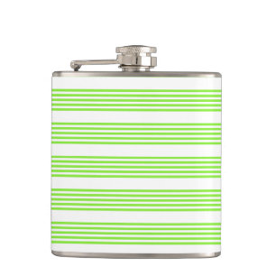Flasques Lime vert et blanc cinq bandes motif