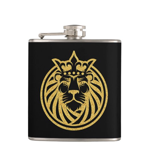 Flasques Lion Avec Couronne - Style Or 4 (Devant)