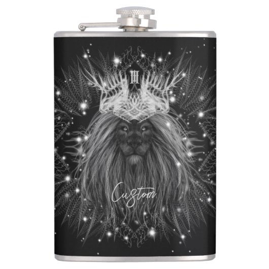 Flasques Lion d'étoile avec monogramme de couronne (Devant)