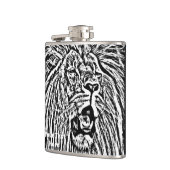 Flasques lion rugissant gros chat faune art noir et blanc (Gauche)