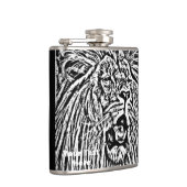 Flasques lion rugissant gros chat faune art noir et blanc (Droite)