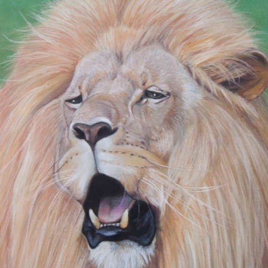 Flasques lion rugissant gros chat faune art réaliste