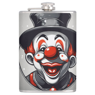 Flasques Logo de clown riant mignon – Simple noir et blanc 