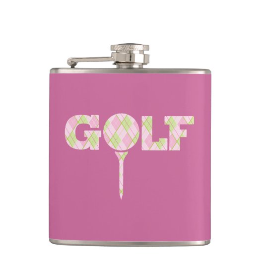 Flasques Logo Golf tee logo Jacquard rose dames nom plaid (Devant)