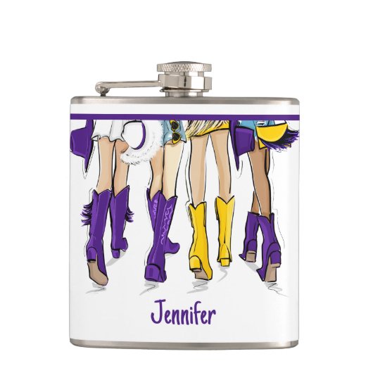 Flasques Louisiana Dames Mode Cowboy Boot violet jaune (Devant)