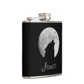 Flasques Loup hurlant à la Pleine lune, votre nom (Droite)