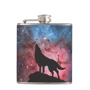 Flasques Loup hurlant dans la galaxie