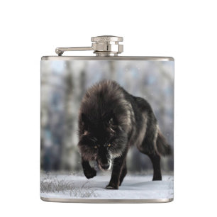 Flasques Loup noir en colère