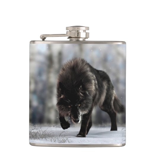 Flasques Loup noir en colère (Devant)