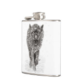 Flasques Loup noir en colère dans la neige, hiver sauvage (Gauche)