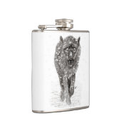 Flasques Loup noir en colère dans la neige, hiver sauvage (Droite)