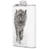 Flasques Loup noir en colère dans la neige, hiver sauvage (Gauche)