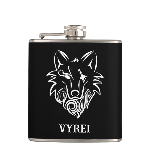 Flasques Loup tribal noir et blanc (Devant)