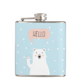 Flasques L'ours blanc mignon dans la neige indique bonjour (Devant)