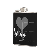 Flasques LOVING LIFE lettrage avec coeur | (Gauche)