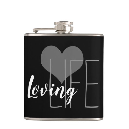 Flasques LOVING LIFE lettrage avec coeur | (Devant)