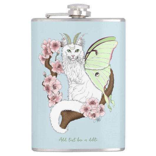 Flasques Luna Moth Moth Blanc Chat Vert (Devant)