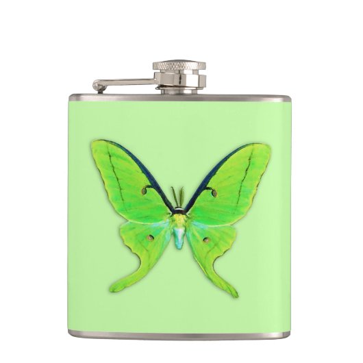 Flasques Luna moth sur un arrière - plan vert pâle (Devant)