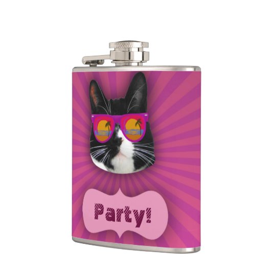 Flasques Lunettes de soleil cool portant Tuxedo Chat Fun Ar (Gauche)