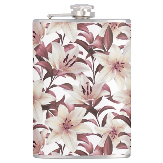 Flasques Lys sur blanc. Modèle floral (Devant)