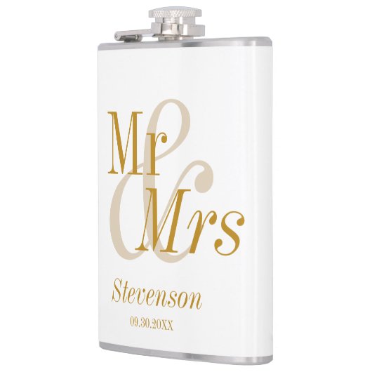 Flasques M. et Mme Gold Script Mariage Cadeau (Gauche)